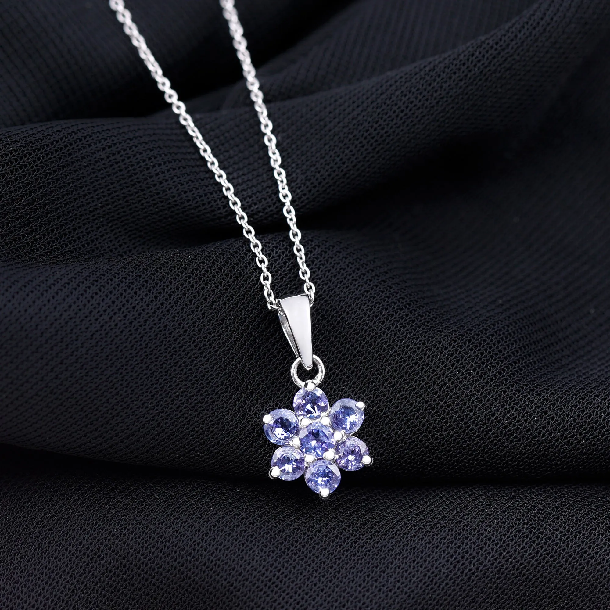 1 CT Blue Tanzanite Floral Cluster Pendant