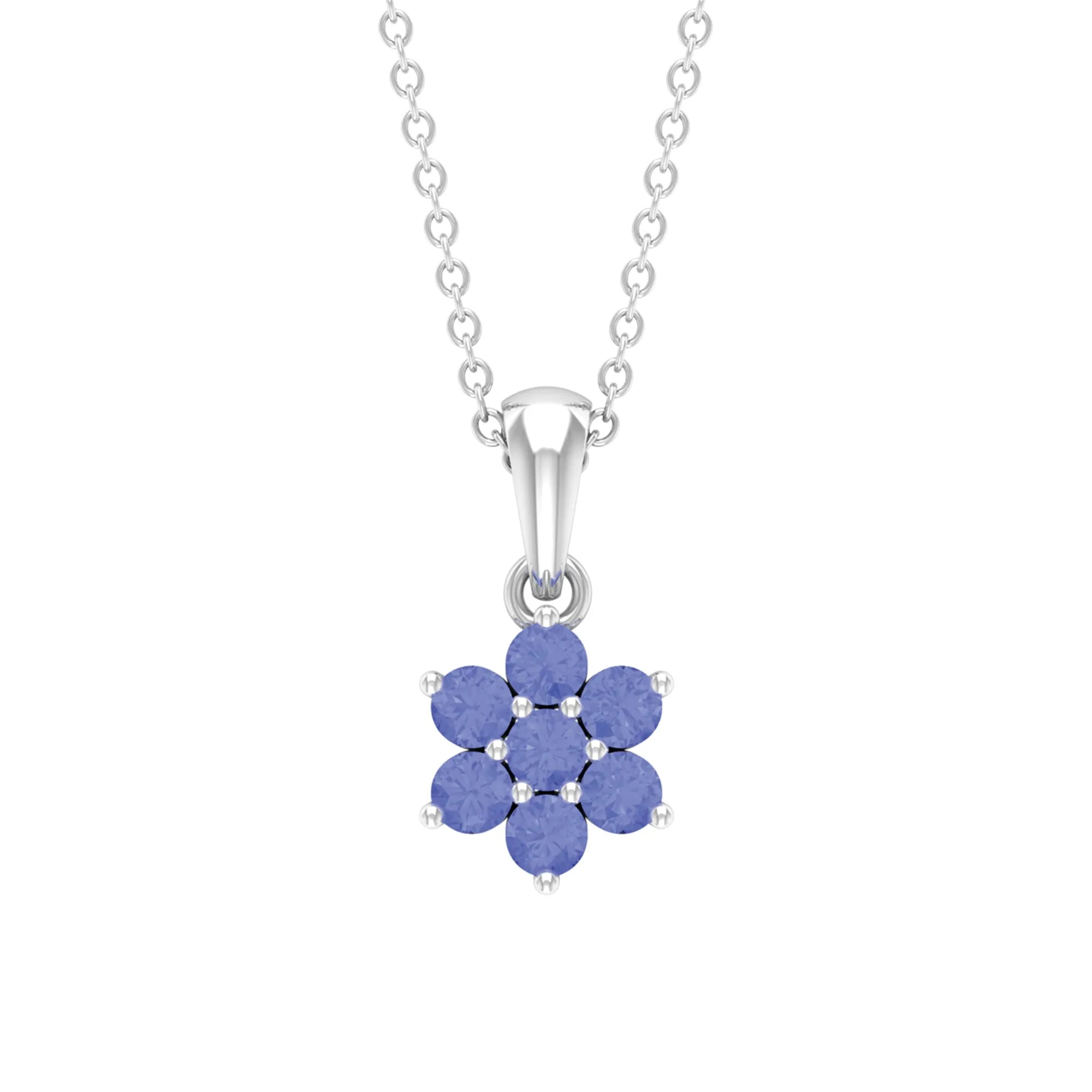 1 CT Blue Tanzanite Floral Cluster Pendant