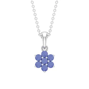 1 CT Blue Tanzanite Floral Cluster Pendant