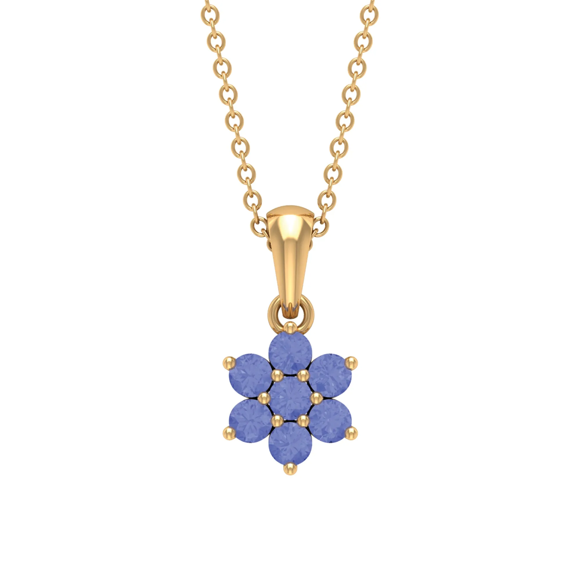 1 CT Blue Tanzanite Floral Cluster Pendant