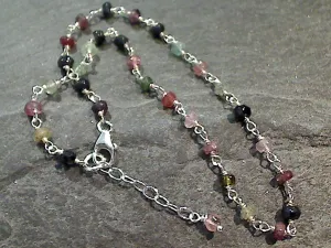 10 - 11" Tourmaline, Sterling Silver Anklet