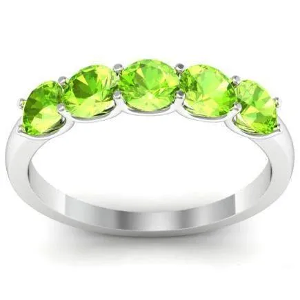 1.00cttw U Prong Five Stone Peridot Birthstone Band