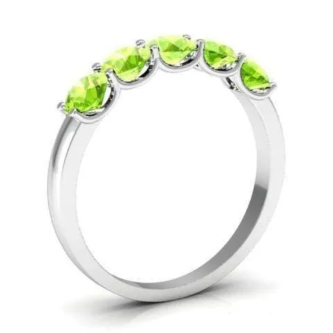 1.00cttw U Prong Five Stone Peridot Birthstone Band