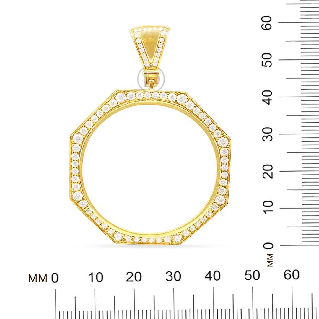 10K Yellow Gold Centenario 50 Pesos Gold Coin Diamond Pendant Bezel Only