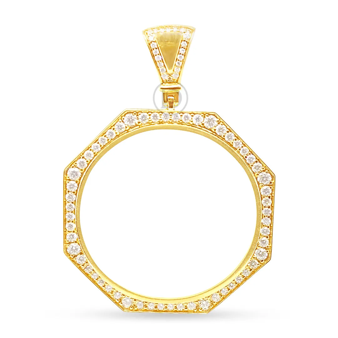 10K Yellow Gold Centenario 50 Pesos Gold Coin Diamond Pendant Bezel Only