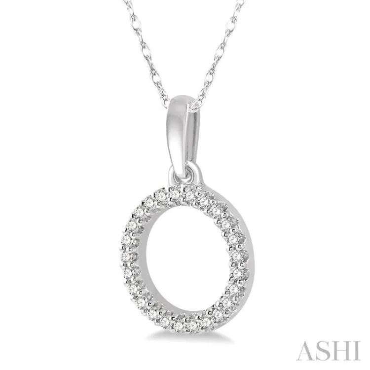 1/10 Ctw Hollow Cut Circle Round Cut Diamond Pendant in 10K White Gold