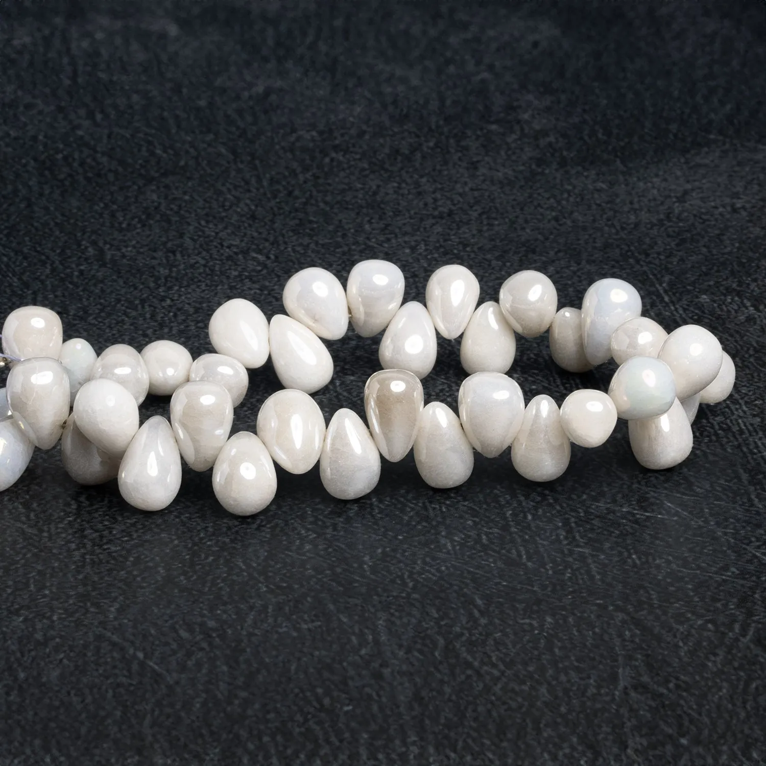 11x8mm Mystic White Quartz Plain Teardrops 8 inch 33 beads