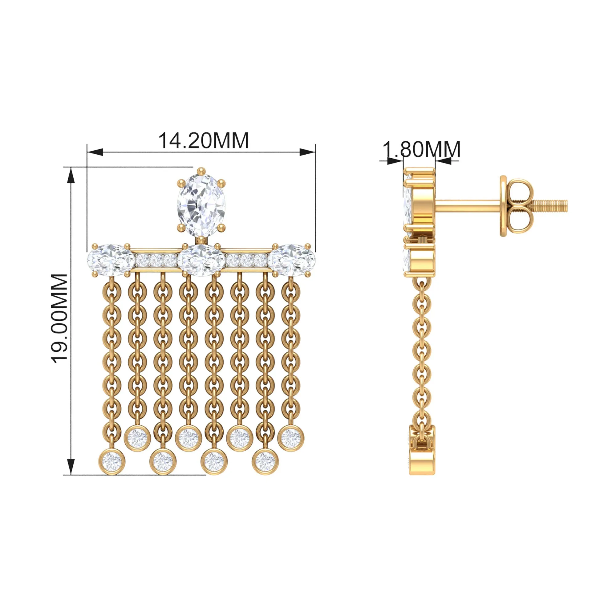 1.25 CT Cubic Zirconia Bridal Chandelier Waterfall Earrings