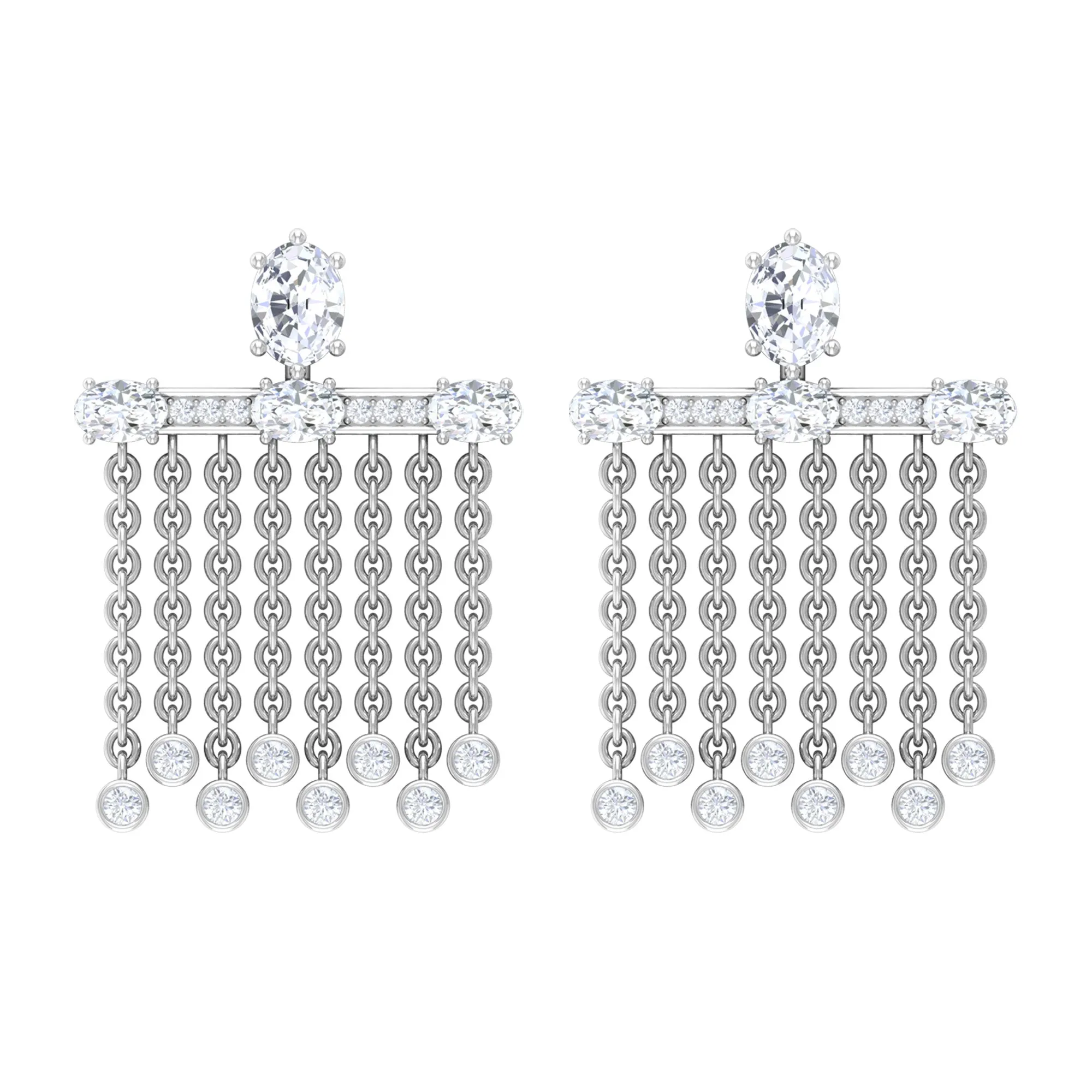 1.25 CT Cubic Zirconia Bridal Chandelier Waterfall Earrings