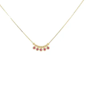 14 Karat Yellow Gold Ruby Dangle Necklace