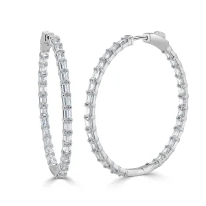 14K Gold & Emerald-Cut Diamond Hoop Earrings - 5.30ct