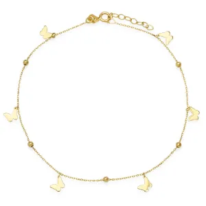 14K Gold Butterfly Anklet