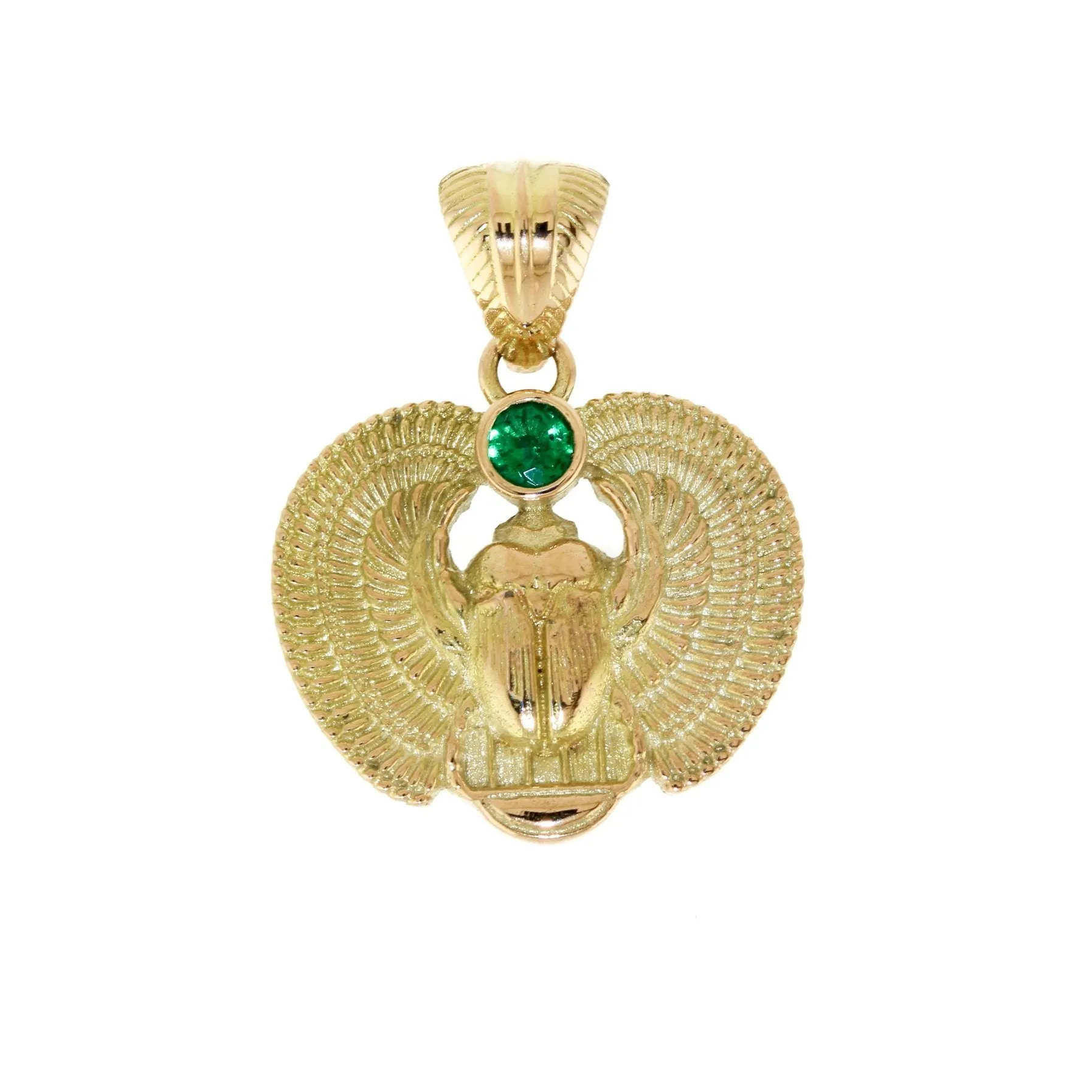 14k Gold Emerald Scarab Pendant