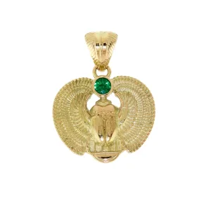 14k Gold Emerald Scarab Pendant