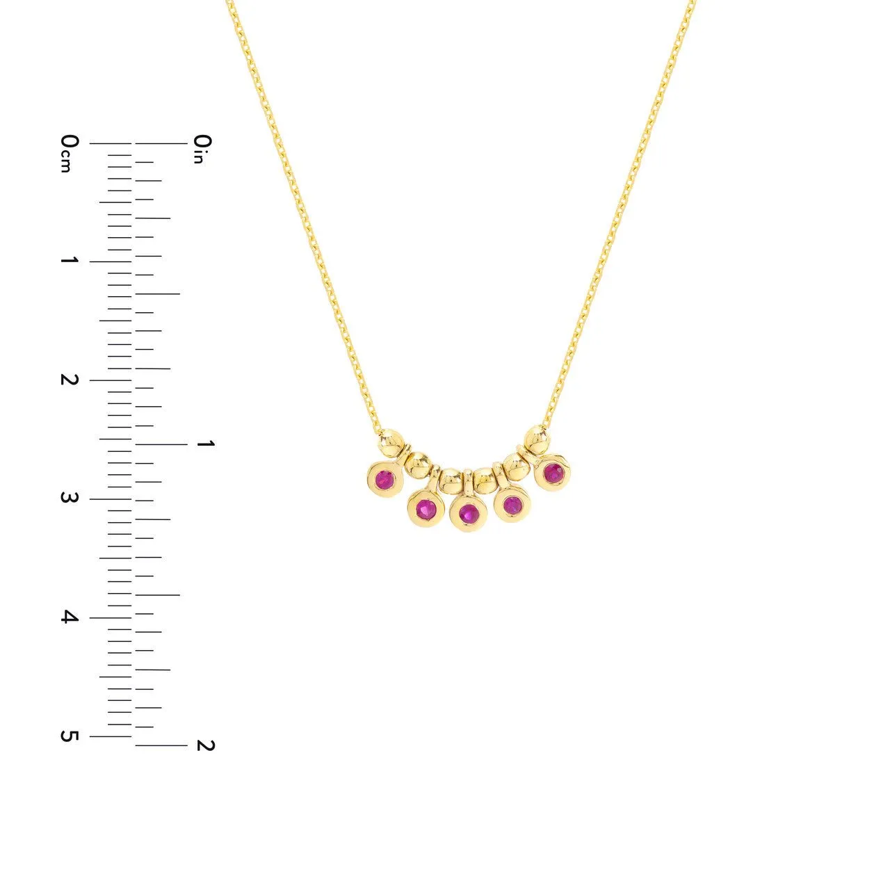 14K Gold Mini Ruby Bezel and Bead Pendant