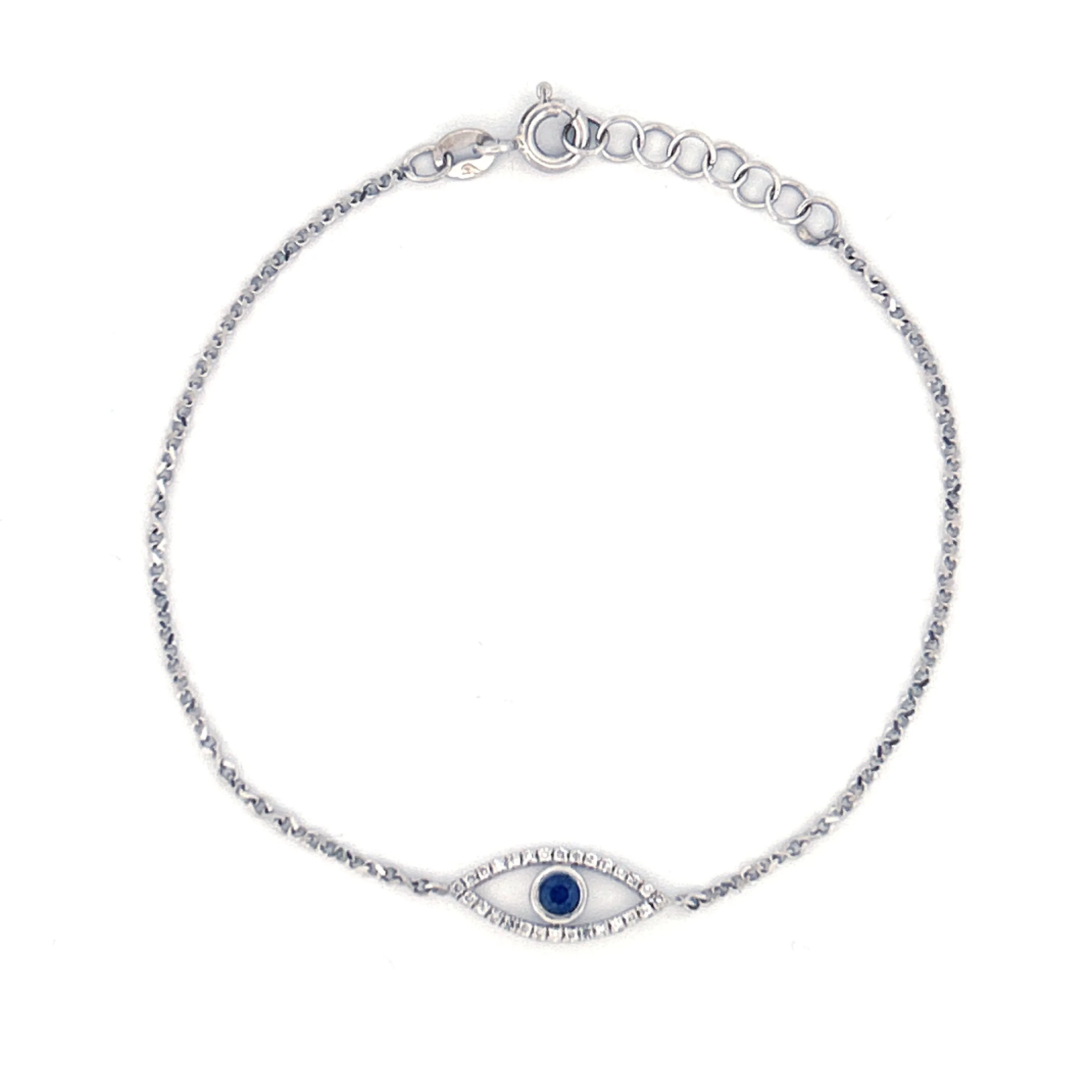 14K Gold Sapphire and Diamond Evil Eye Bracelet