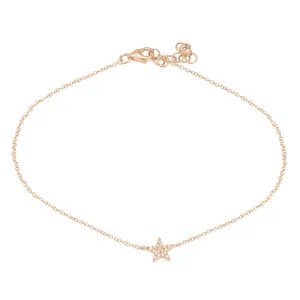 14k Rose Gold Star Diamond Anklet