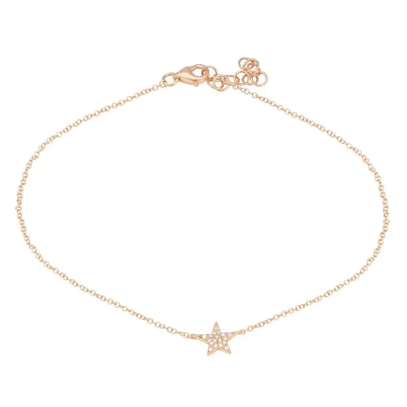 14k Rose Gold Star Diamond Anklet