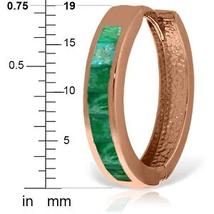 14K Solid Rose Gold Hoop Huggie Earrings w/ Emeralds