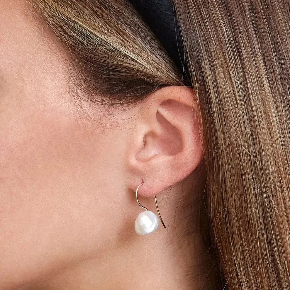 14K White Keishi Pearl Earrings