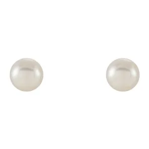 14K Yellow Cultured White Freshwater Pearl Earrings