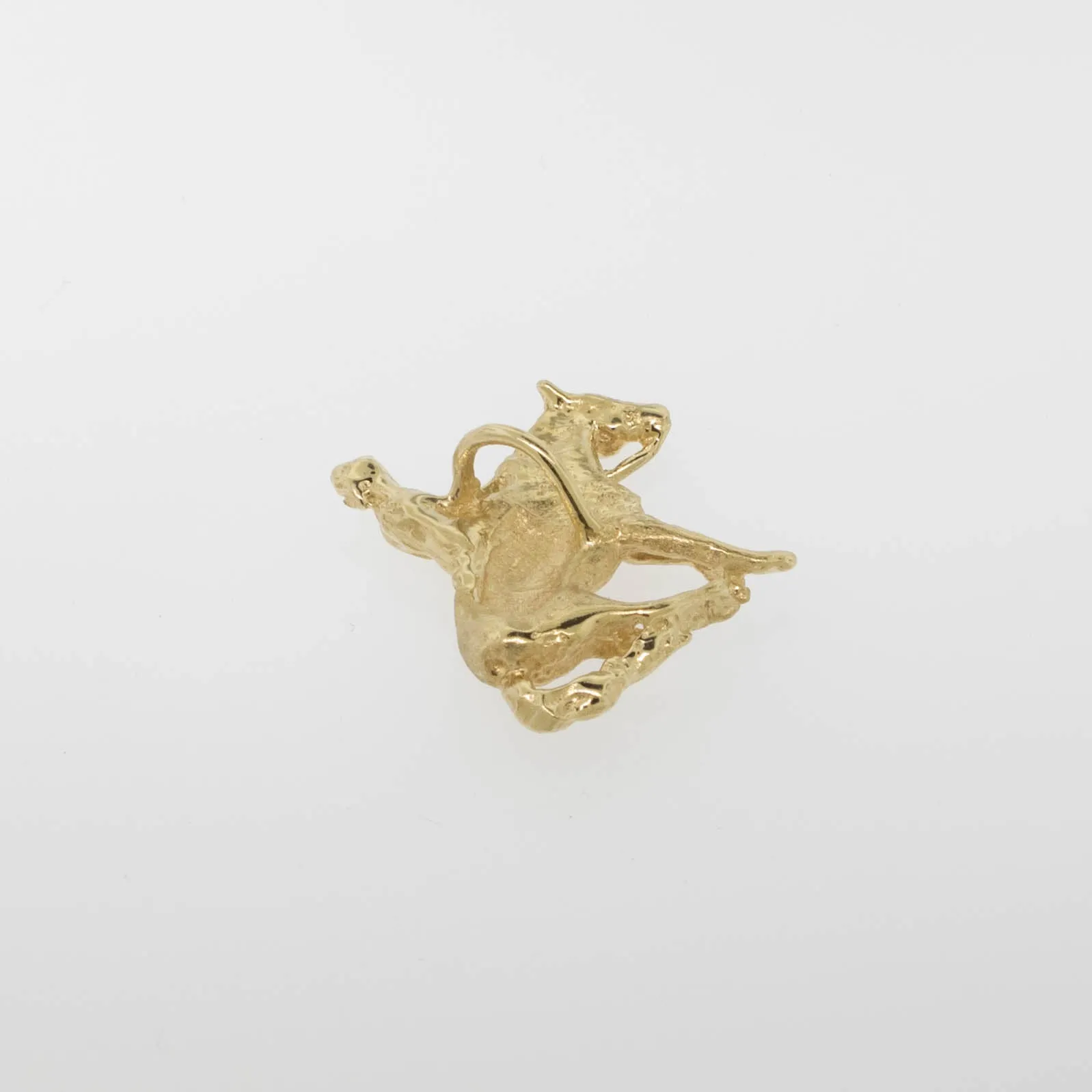 14K Yellow Gold Cowboy and Horse Pendant with Hidden Bail Preowned Jewelry