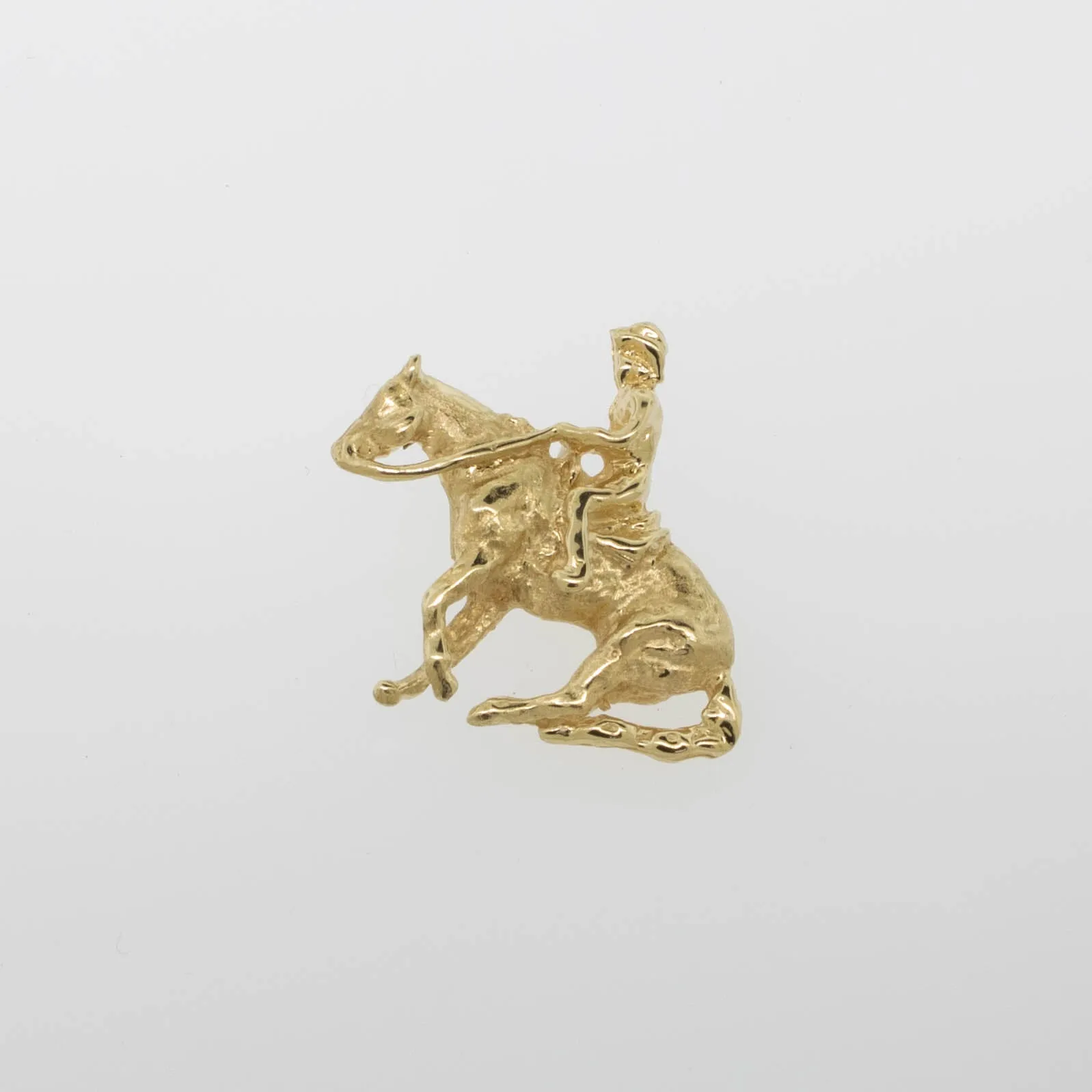 14K Yellow Gold Cowboy and Horse Pendant with Hidden Bail Preowned Jewelry