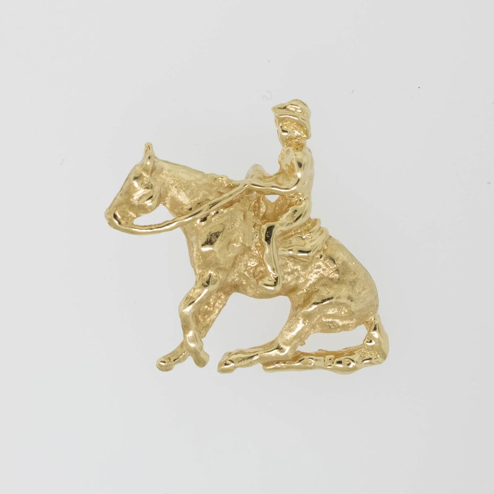 14K Yellow Gold Cowboy and Horse Pendant with Hidden Bail Preowned Jewelry