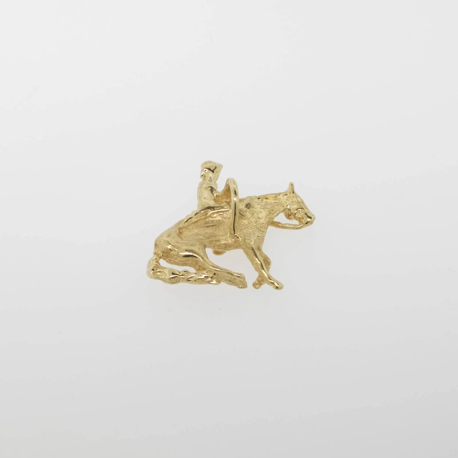 14K Yellow Gold Cowboy and Horse Pendant with Hidden Bail Preowned Jewelry