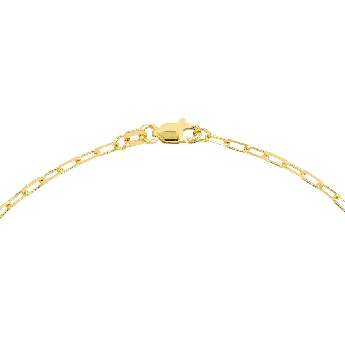 14K Yellow Gold Paper Clip Anklet with Plate Anklet