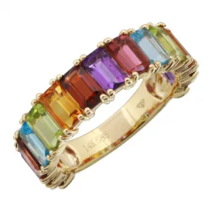 14K Yellow Gold Rainbow Gemstone Ring (3/4 SETTING)