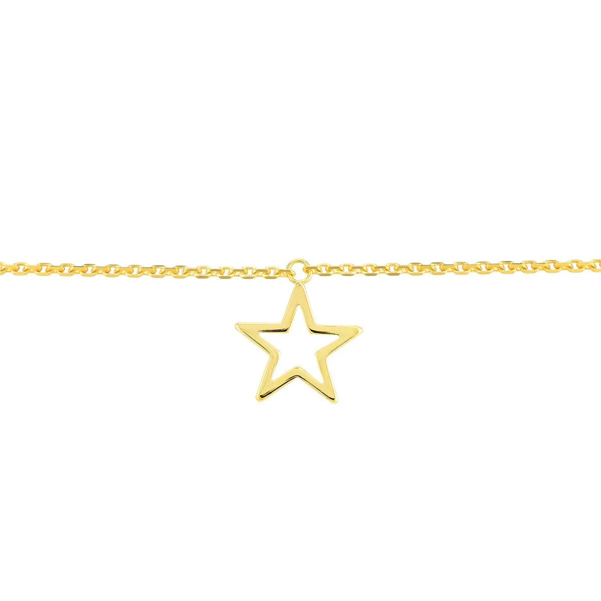 14K Yellow Gold Star Trio Adjustable Anklet