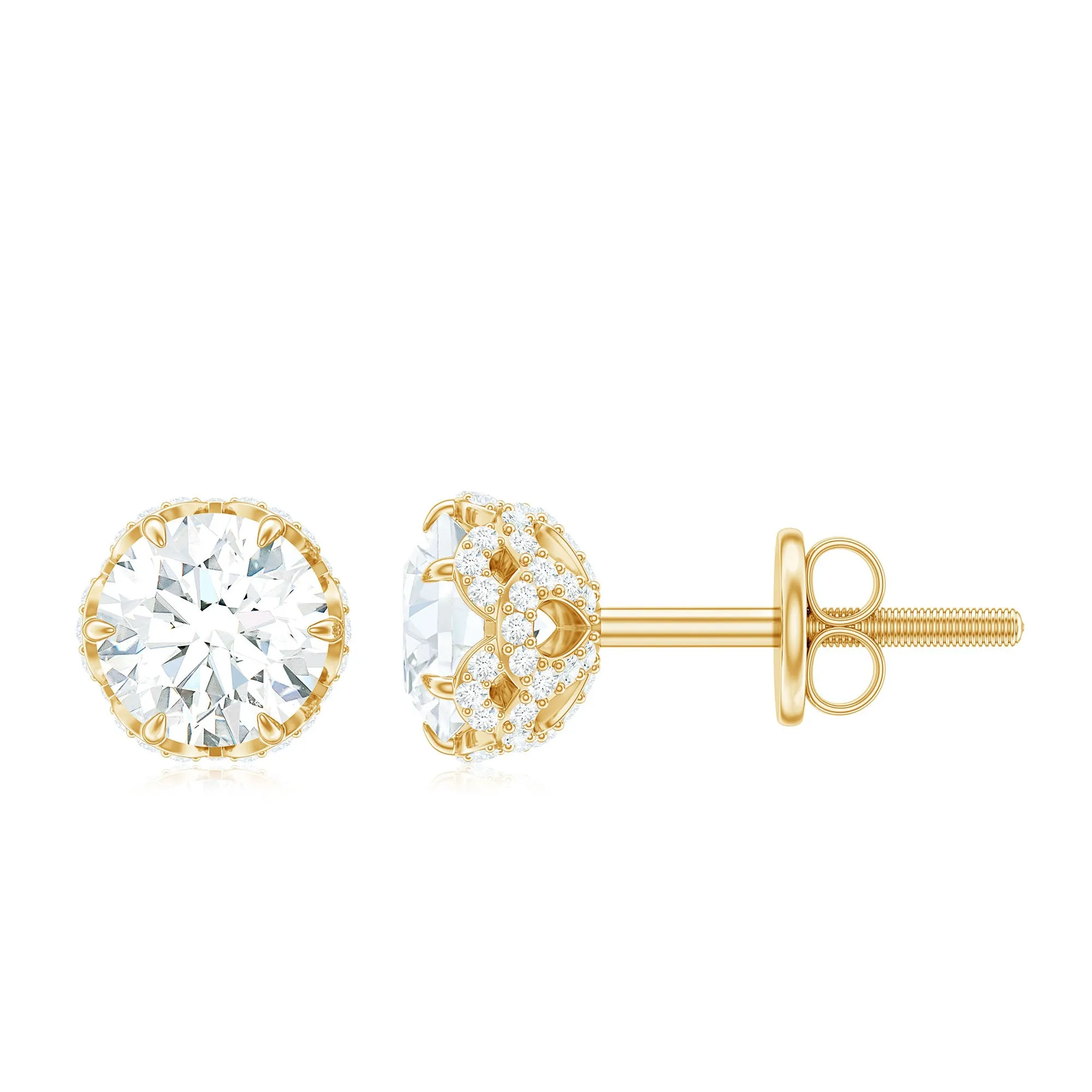 1.50 CT Solitaire Zircon Flower Stud Earrings