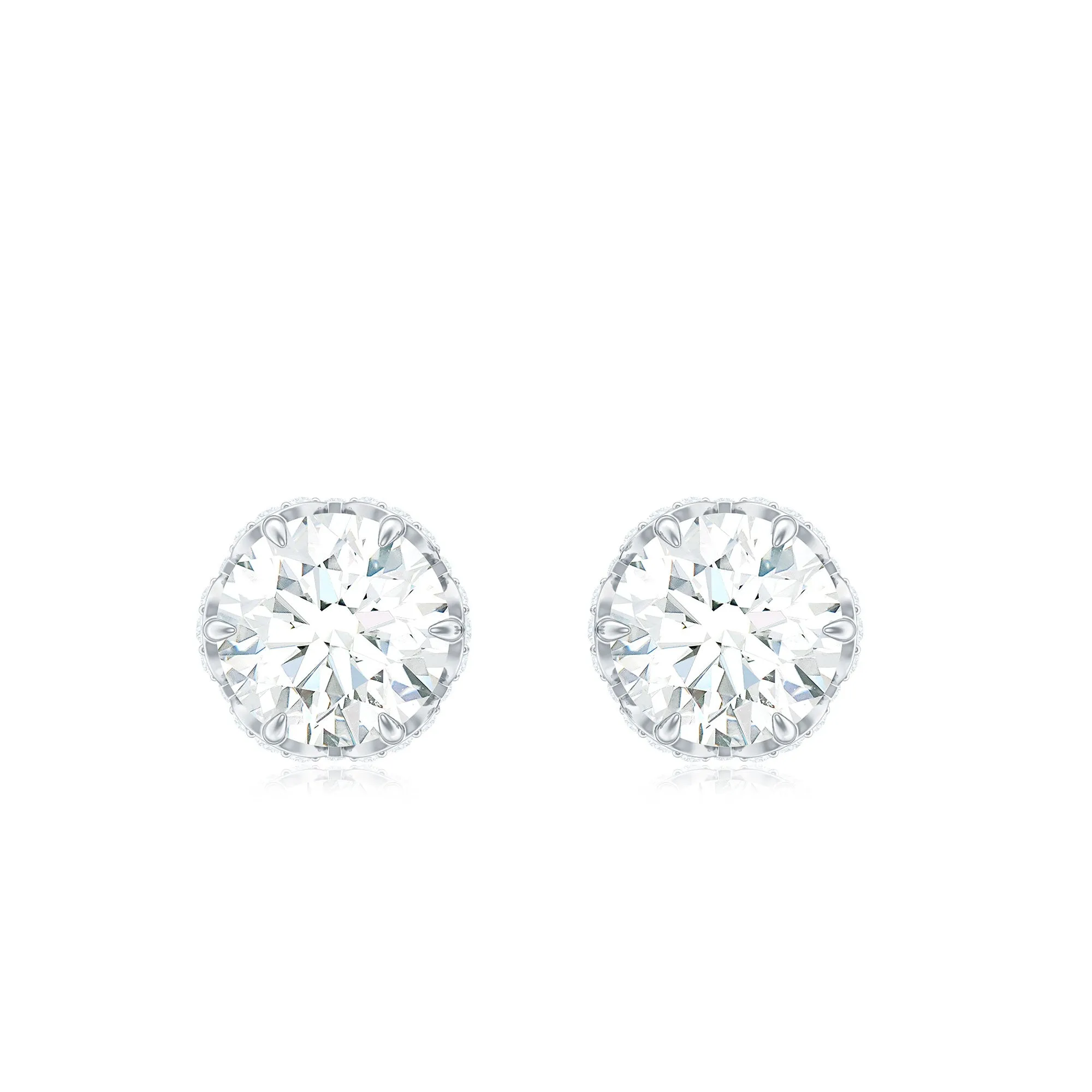 1.50 CT Solitaire Zircon Flower Stud Earrings