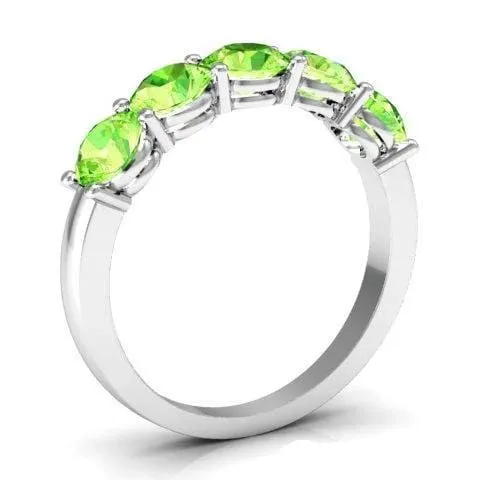 1.50cttw Shared Prong 5 Stone Peridot Band