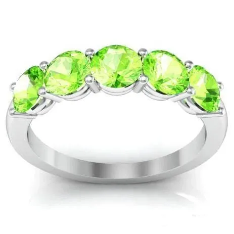 1.50cttw Shared Prong 5 Stone Peridot Band