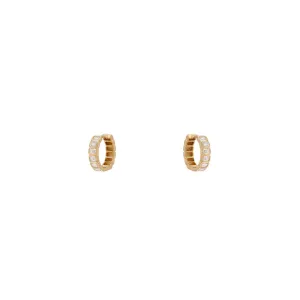 18 Karat Yellow Gold Nea Huggy Earrings with Emerald Cut Diamonds