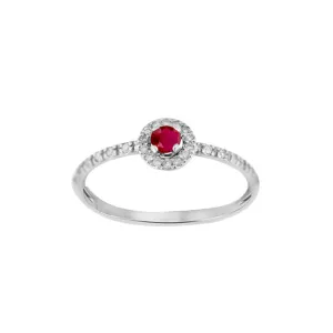 18ct White Gold Ruby & Diamond Solitaire Ring