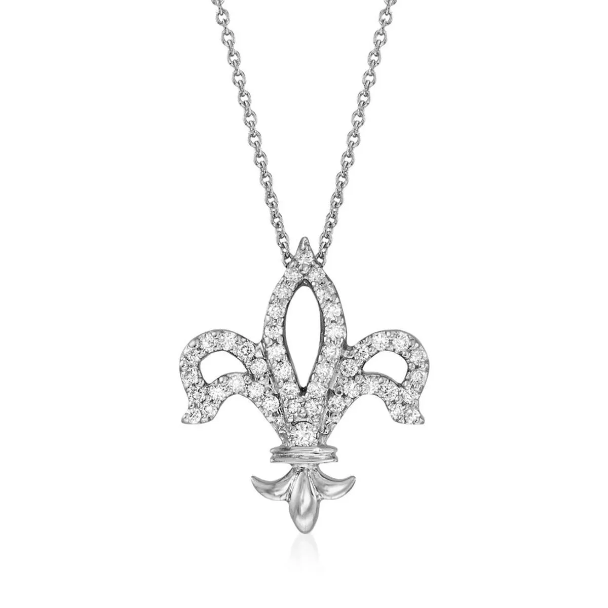 18K Diamond Open Fleur de Lis Pendant