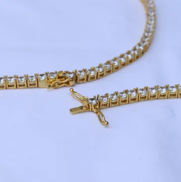 18K Gold-Filled Diamond Tennis Chain Necklace