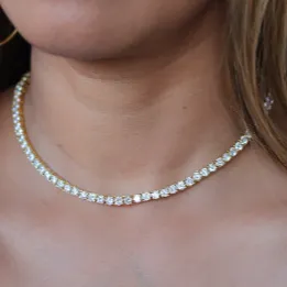 18K Gold-Filled Diamond Tennis Chain Necklace