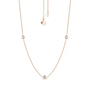 18K Gold Necklace with 3 Diamond Stations