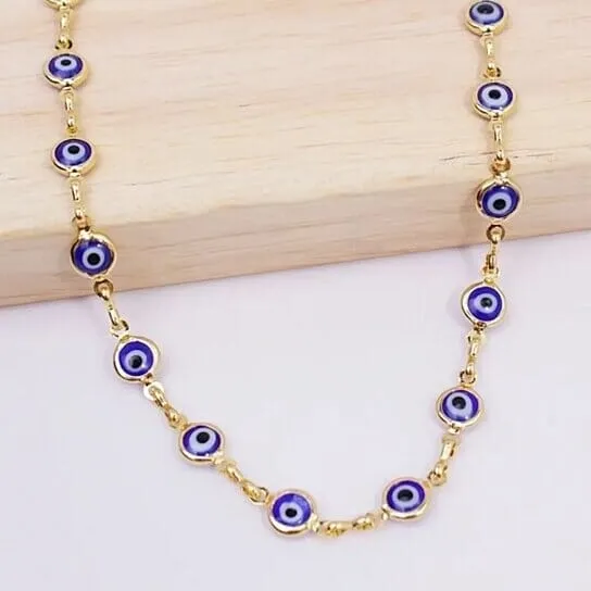 18k Gold Plated Blue Evil Eye Anklet