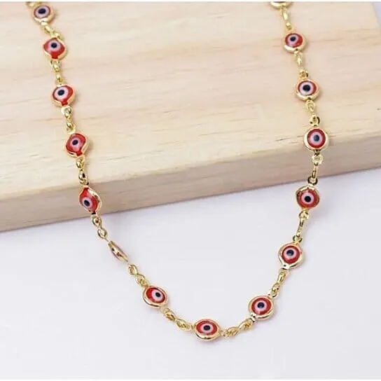 18k Gold Plated Red Evil Eye Anklet