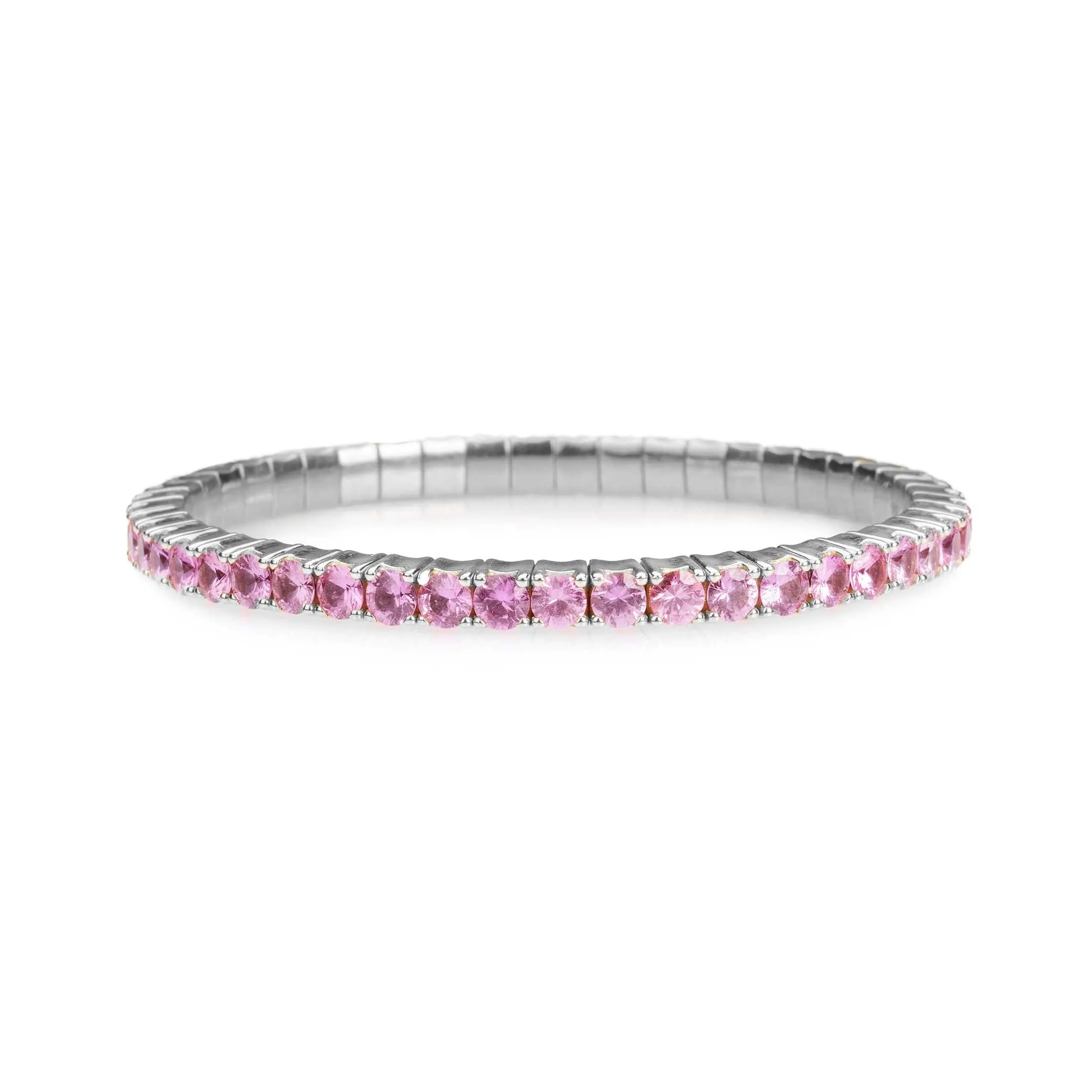 18K Gold Stretch Pink Sapphire Tennis Bracelet, 8.55-18 Carats