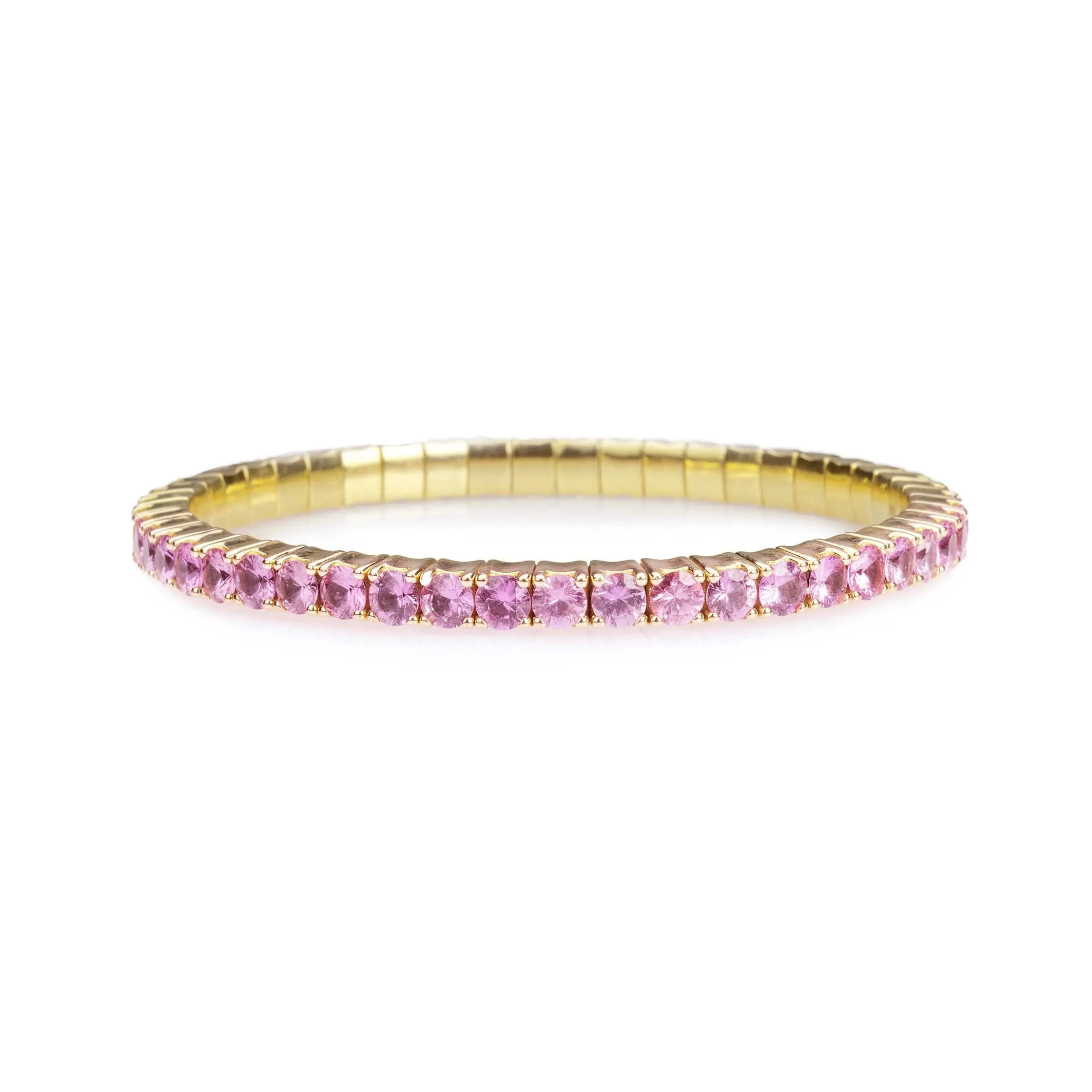 18K Gold Stretch Pink Sapphire Tennis Bracelet, 8.55-18 Carats