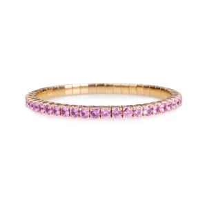 18K Gold Stretch Pink Sapphire Tennis Bracelet, 8.55-18 Carats