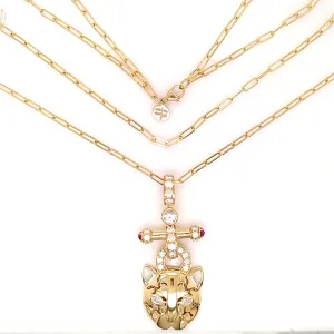 18k Onsa Yellow Gold Necklace With 1.38 Cts Vs-Gh Diamonds  And Ruby And Sapphire