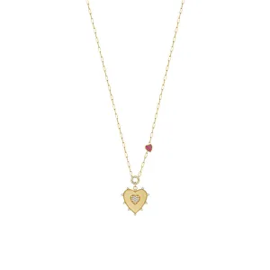 18k Penka Yellow Gold Necklace With 0.49 Cts Vs-Gh Diamonds  And Ruby