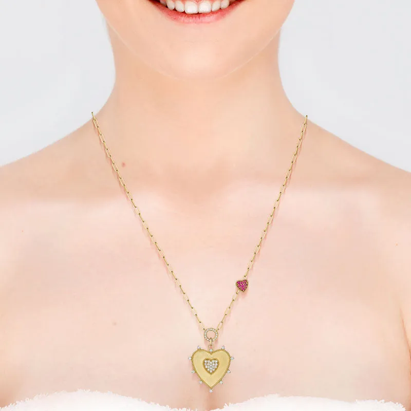 18k Penka Yellow Gold Necklace With 0.49 Cts Vs-Gh Diamonds  And Ruby